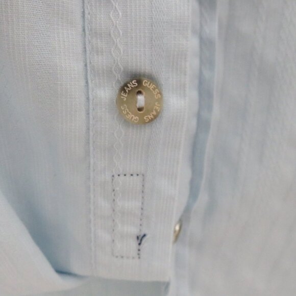 Guess* Men's Long Sleeve Snap Down Curved Hem Pocket Vintage Dress Shirt~ Medium - Picture 12 of 13